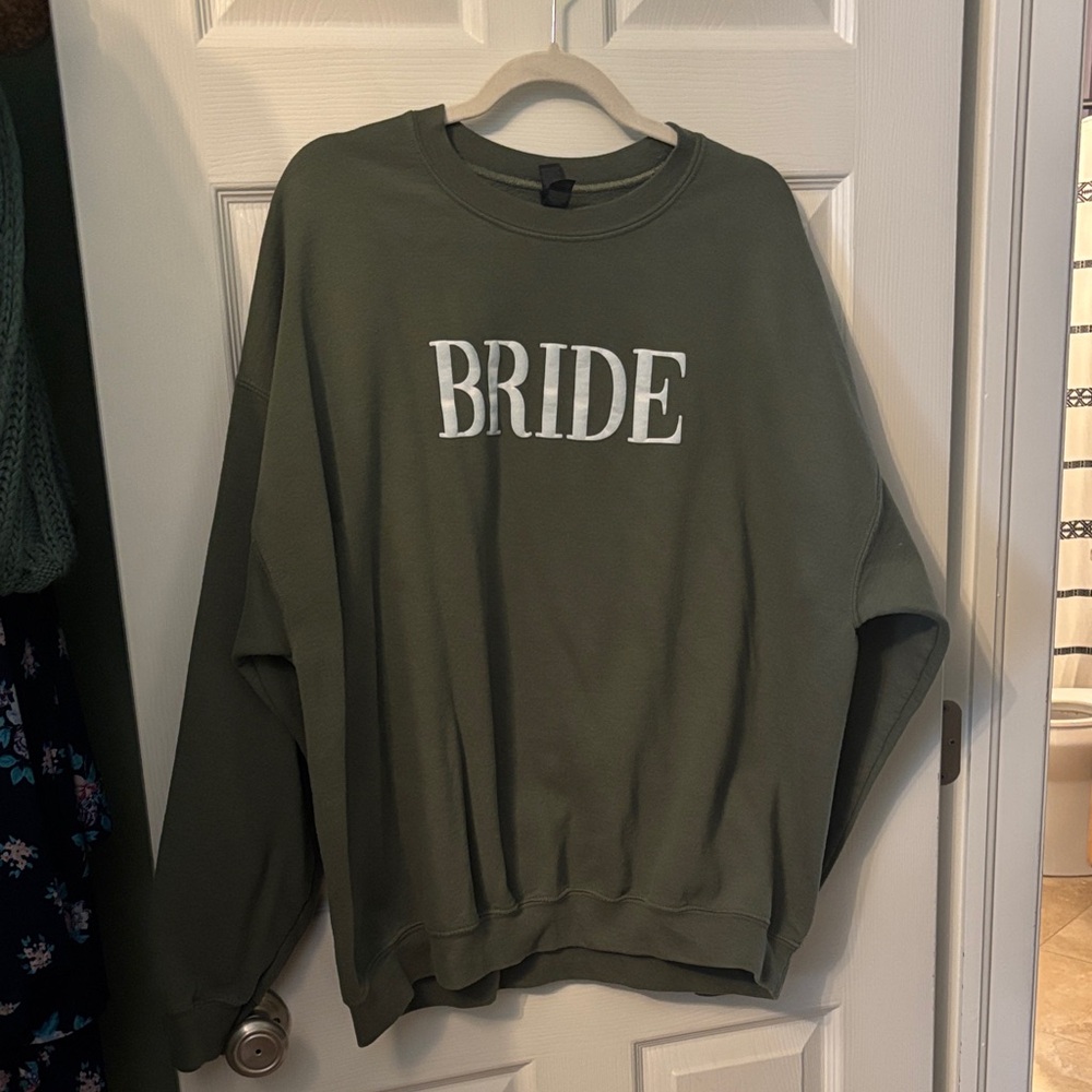 Gildan Olive Green 'BRIDE' Crew Neck Sweater